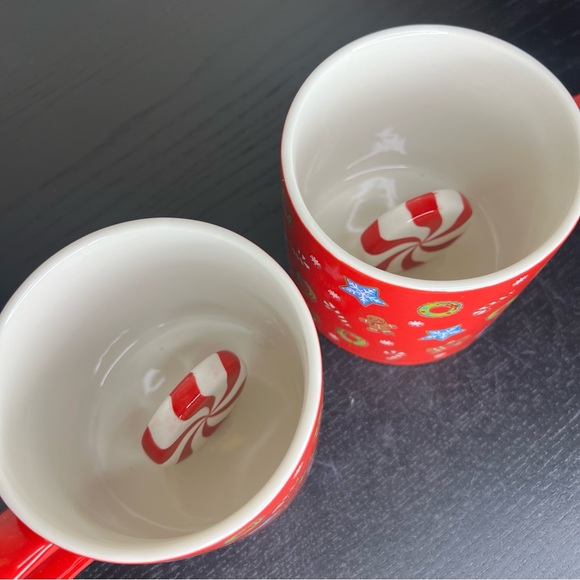 NEW Wondershop Stoneware Christmas Holiday Peppermint Mugs, Set of 2 - Picture 2 of 7